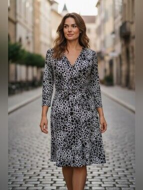 Dress En Focus Black & White Animal Print Dress sz. 8P